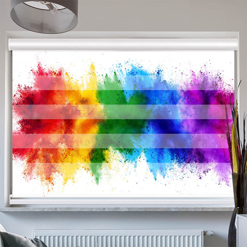 Doppelrollo mit Kassette Regenbogen Farbexplosion