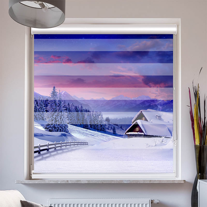 Doppelrollo mit Kassette Winterlandschaft