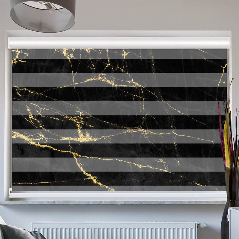 Doppelrollo mit Kassette Schwarz Goldener Hintergrund