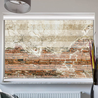Doppelrollo mit Kassette Alte Steinmauer mit Putz