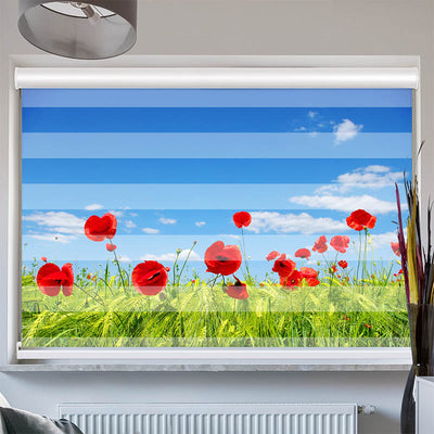 Doppelrollo mit Kassette Mohnblumen Wiese