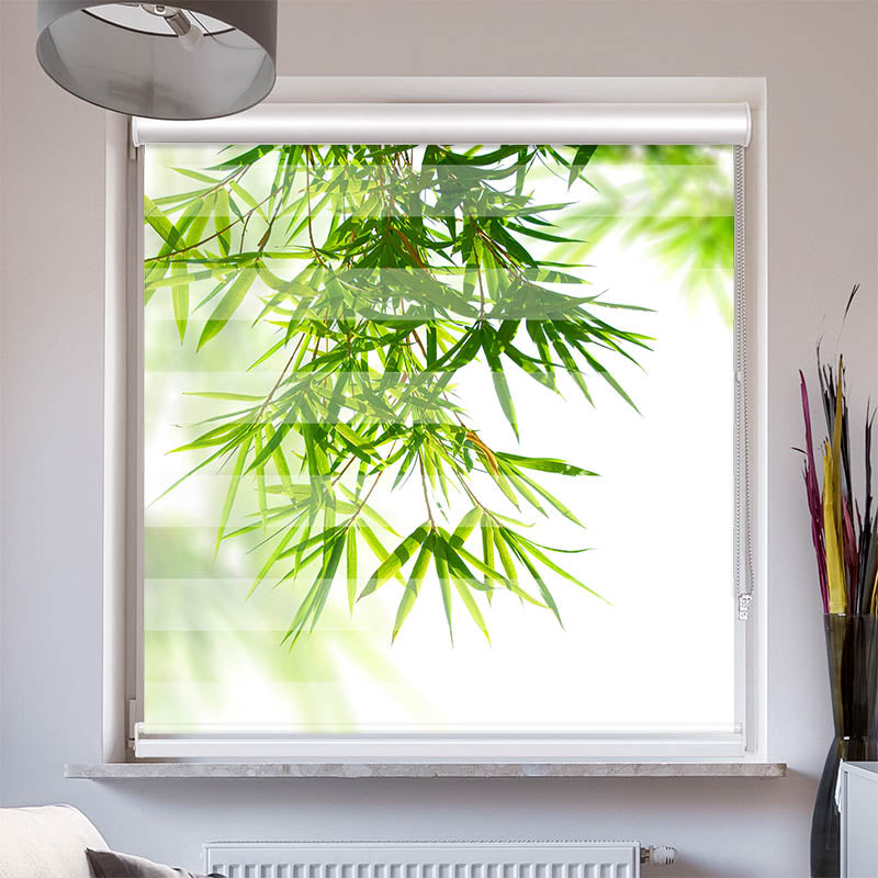 Doppelrollo mit Kassette Bambusblaetter von Oben