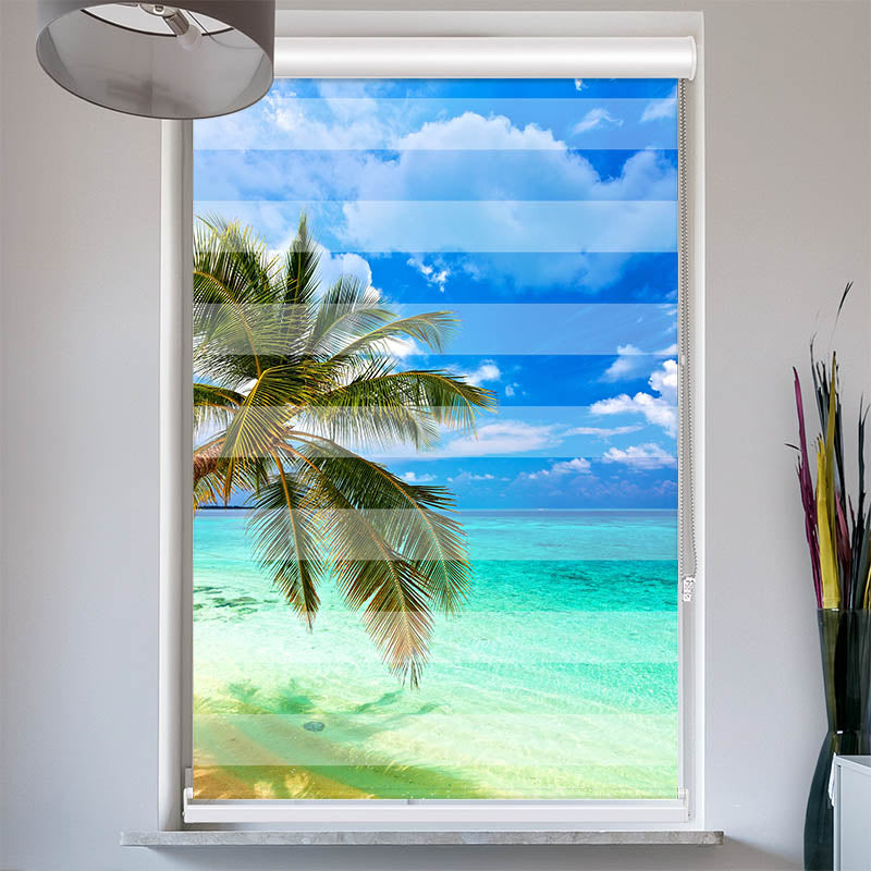 Doppelrollo mit Kassette Palme Meer