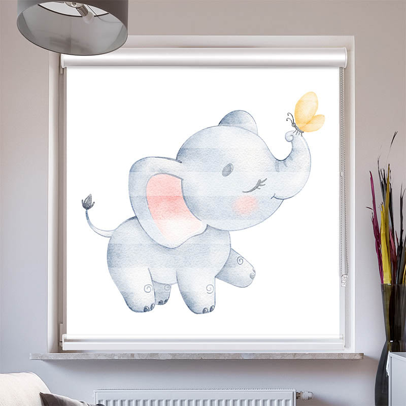 Doppelrollo mit Kassette Elefantenkind Schmetterling
