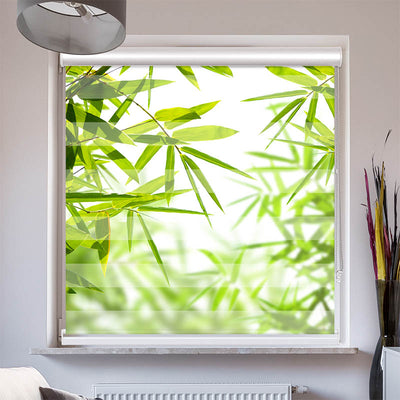 Doppelrollo mit Kassette Bambusblaetter Spa Wellness