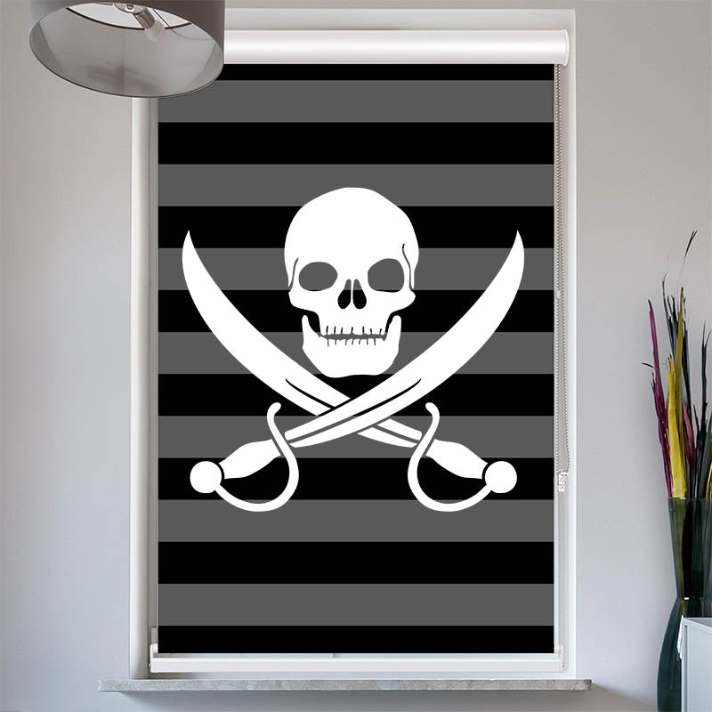 Doppelrollo mit Kassette Totenkopf Saebel