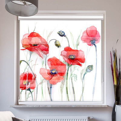 Doppelrollo mit Kassette Mohnblumen Gemaelde