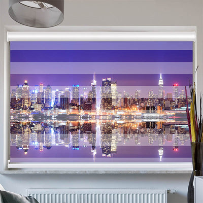 Doppelrollo mit Kassette Skyline Manhatten Nacht