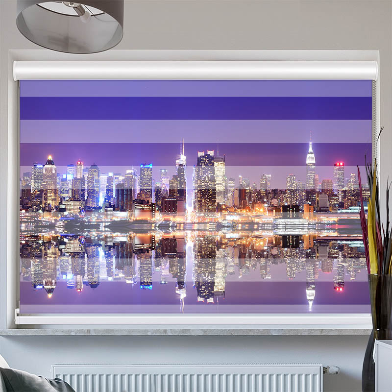 Doppelrollo mit Kassette Skyline Manhatten Nacht