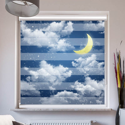 Doppelrollo mit Kassette Halbmond Himmel Nacht