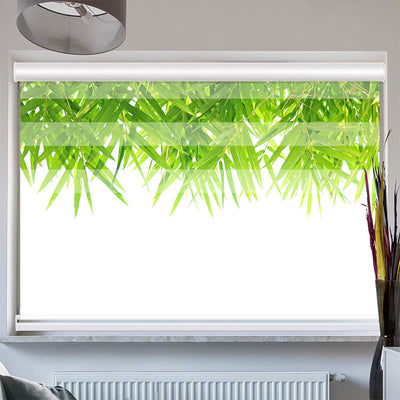 Doppelrollo mit Kassette Bambus Blaetter Oben