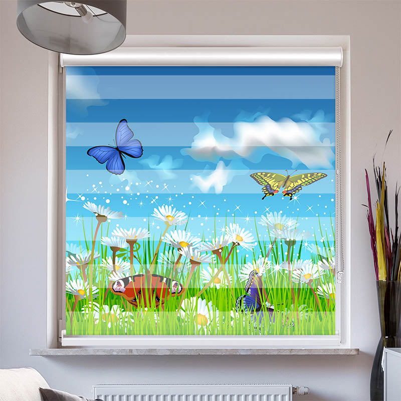 Doppelrollo mit Kassette Schmetterlinge Wiese