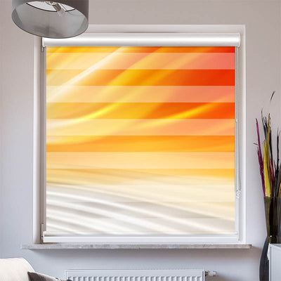 Doppelrollo mit Kassette Wellen Orange Grau