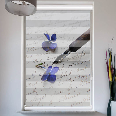 Doppelrollo mit Kassette Hortensien Brief Fueller Vintage