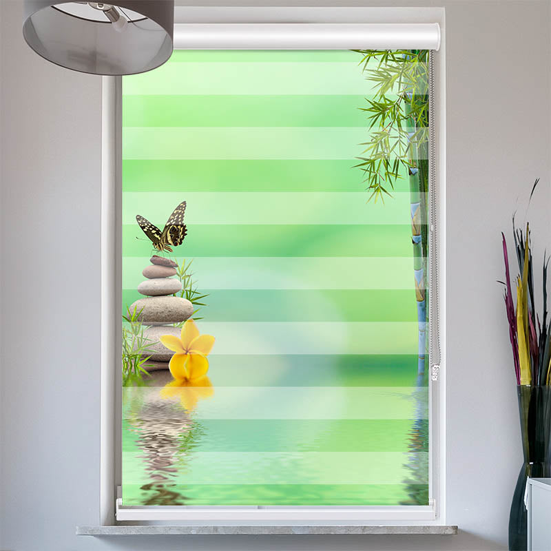 Doppelrollo mit Kassette Schmetterling Zen Stones