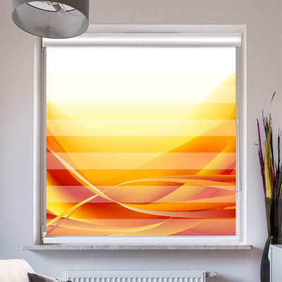 Doppelrollo mit Kassette Abstrakte Wellen Orange