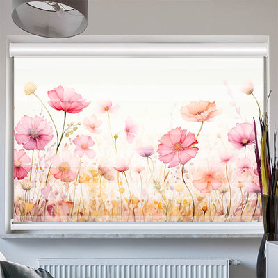 Doppelrollo mit Kassette Aquarell Rosen und Mohn