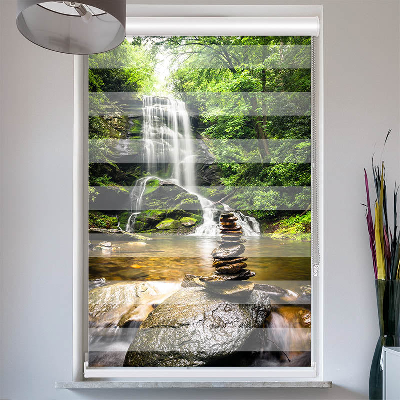 Doppelrollo mit Kassette Wasserfall Zen Stones