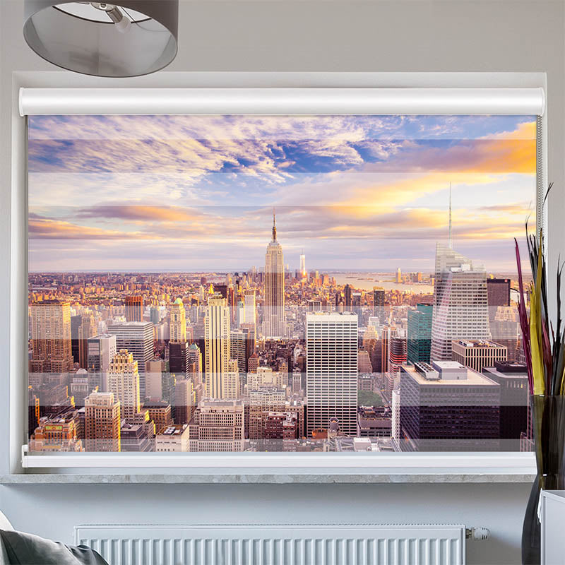 Doppelrollo mit Kassette Sunset New York City Skyline