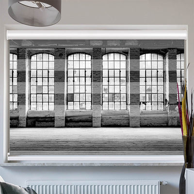 Doppelrollo mit Kassette Alte Fabrikfenster