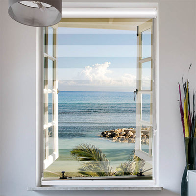 Doppelrollo mit Kassette Fenster Meerblick