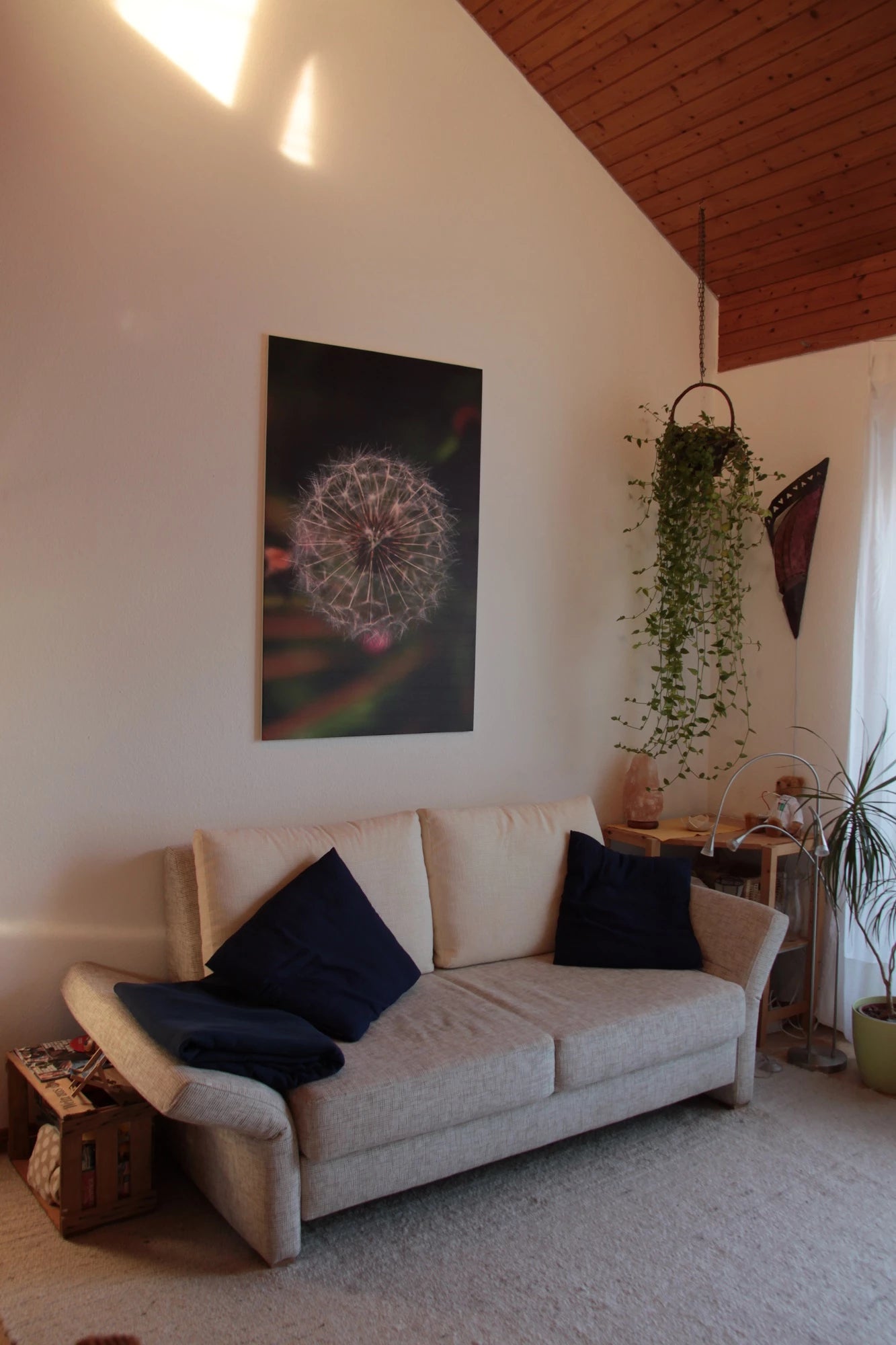 Leinwand auf Maß bedruckt ohne Rahmen mit Pusteblume im Wohnzimmer an der Wand