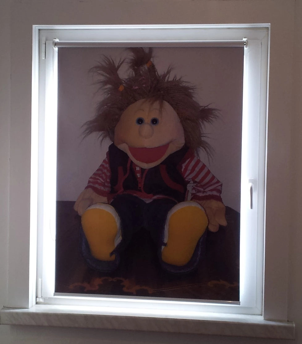 Das Lieblingsbild auf ein Rollo gedruckt für das Fenster im Kinderzimmer