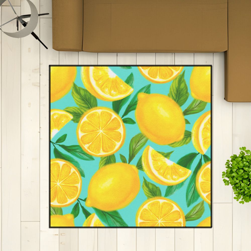 Teppich Canvas Zitronen Muster