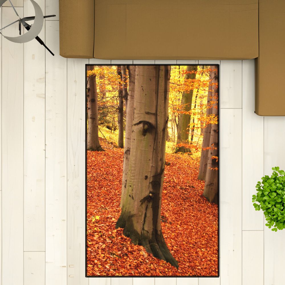 Teppich Canvas Baum Im Herbst Mit Gesicht