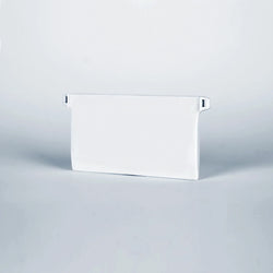 Weißes Stabilisierungsgewicht für 89mm Lamellenvorhänge, sorgt für optimalen Halt und gerade hängende Lamellen.