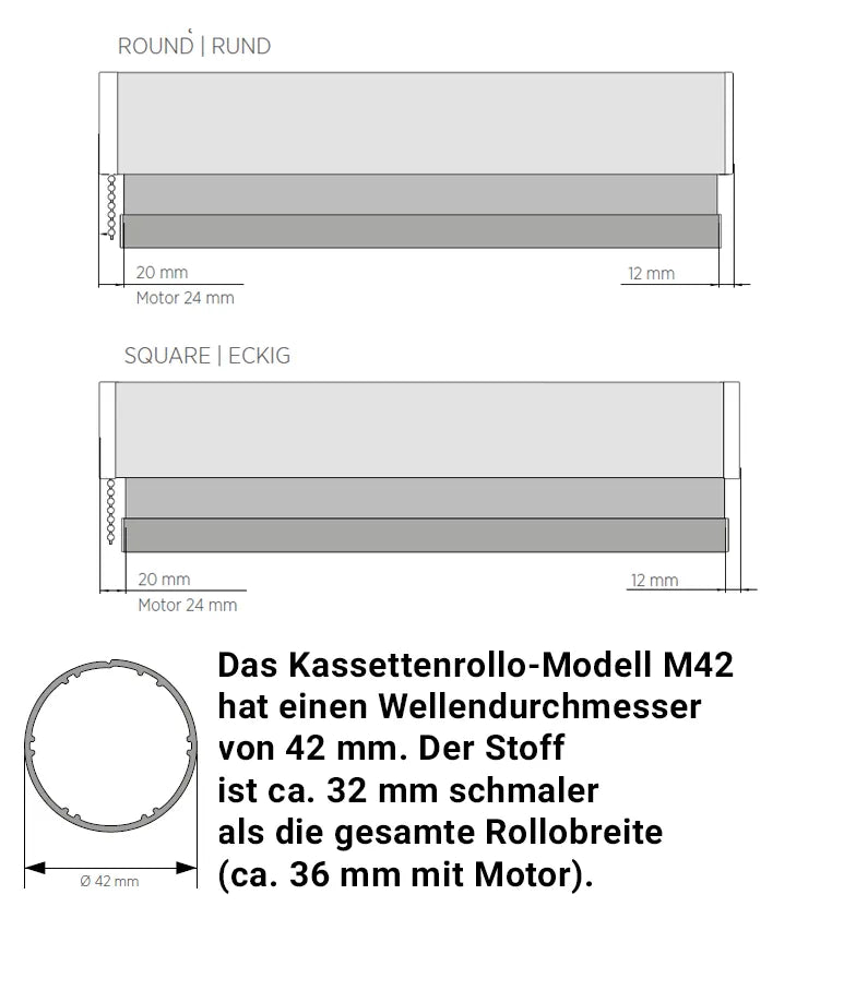 Kassettenrollo M42 Abmessungen