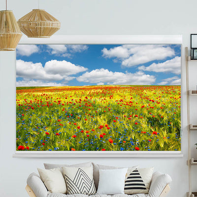 Kassettenrollo Motiv Kornfeld Mohnblumen Feld