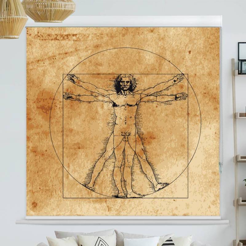 Kassettenrollo Motiv 'Vintage Vitruvian Man'