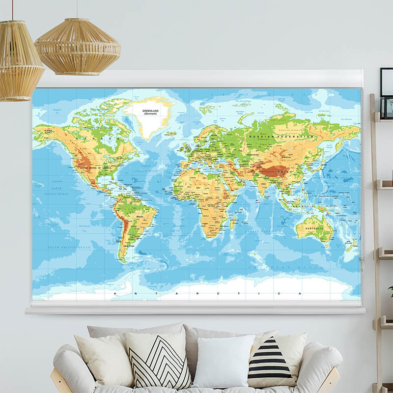 Kassettenrollo Motiv 'Weltkarte'