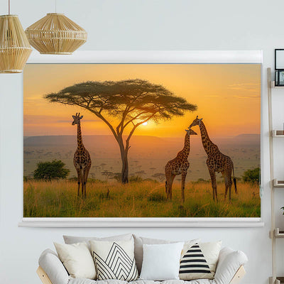 Kassettenrollo Motiv Afrika Giraffen Savanne