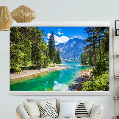 Kassettenrollo Motiv Berglandschaft Mit See