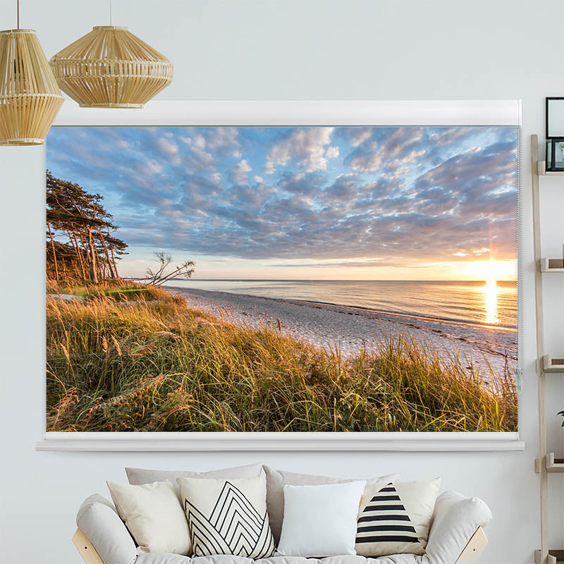 Kassettenrollo Motiv 'Sonnenuntergang am Meer'