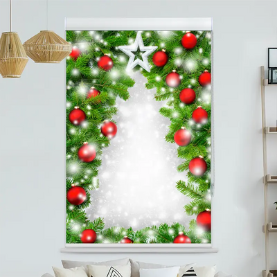 Kassettenrollo Motiv Tannenzweige Mit Kugeln | bis B 420 x H 420 cm