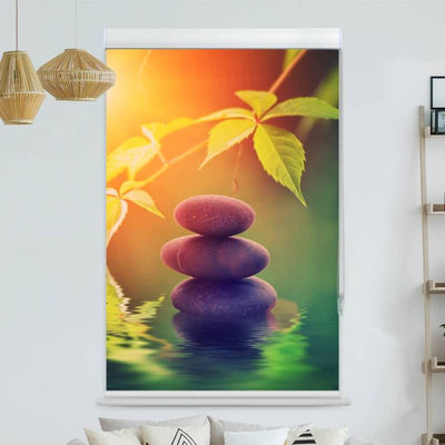 Kassettenrollo Motiv Spa Steine Sonne