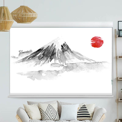 Kassettenrollo Motiv Fujiyama Zeichnung Asiatisch