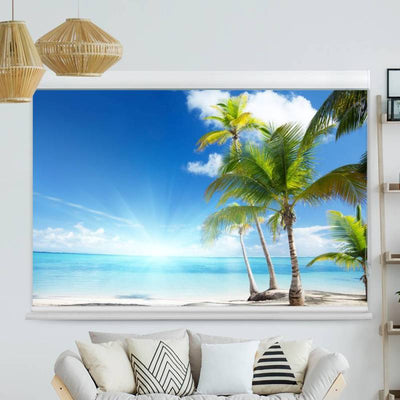Kassettenrollo Motiv Palmen Strand Sonne