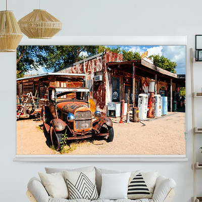 Kassettenrollo Motiv Verlassene Tankstelle an der Route 66