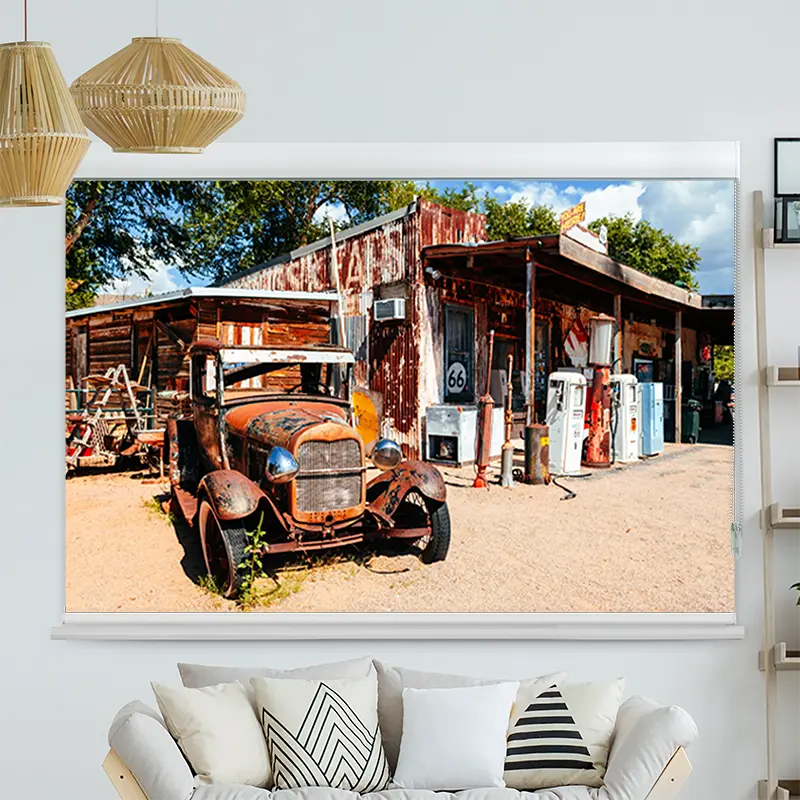 Kassettenrollo Motiv Verlassene Tankstelle An Der Route 66