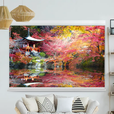 Kassettenrollo Motiv Asiatischer Garten Im Herbst | bis B 420 x H 420 cm