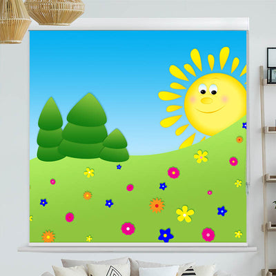 Kassettenrollo Motiv 'Sonne und Wiese'