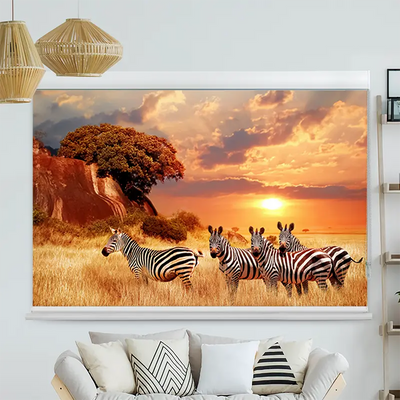 Kassettenrollo Motiv Zebras in Afrikas Savanne