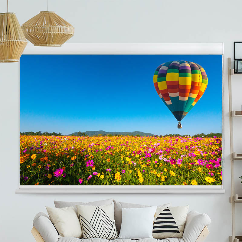 Kassettenrollo Motiv Blumenwiese Ballon