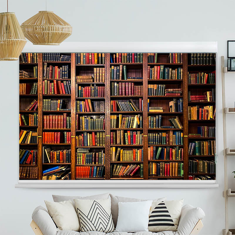 Kassettenrollo Motiv Altes Beucherregal