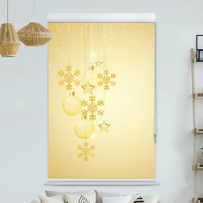 Kassettenrollo Motiv Weihnachtsschmuck Gold | bis B 420 x H 420 cm