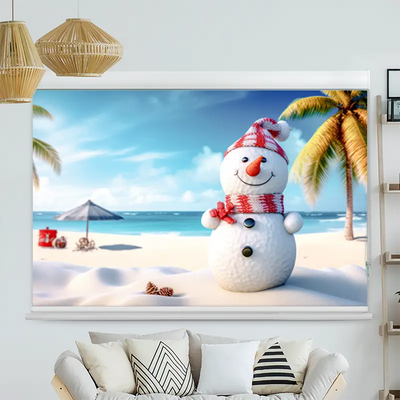 Kassettenrollo Motiv Schneemann Am Strand | bis B 420 x H 420 cm